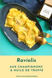 raviolis champignons huile de truffe pin