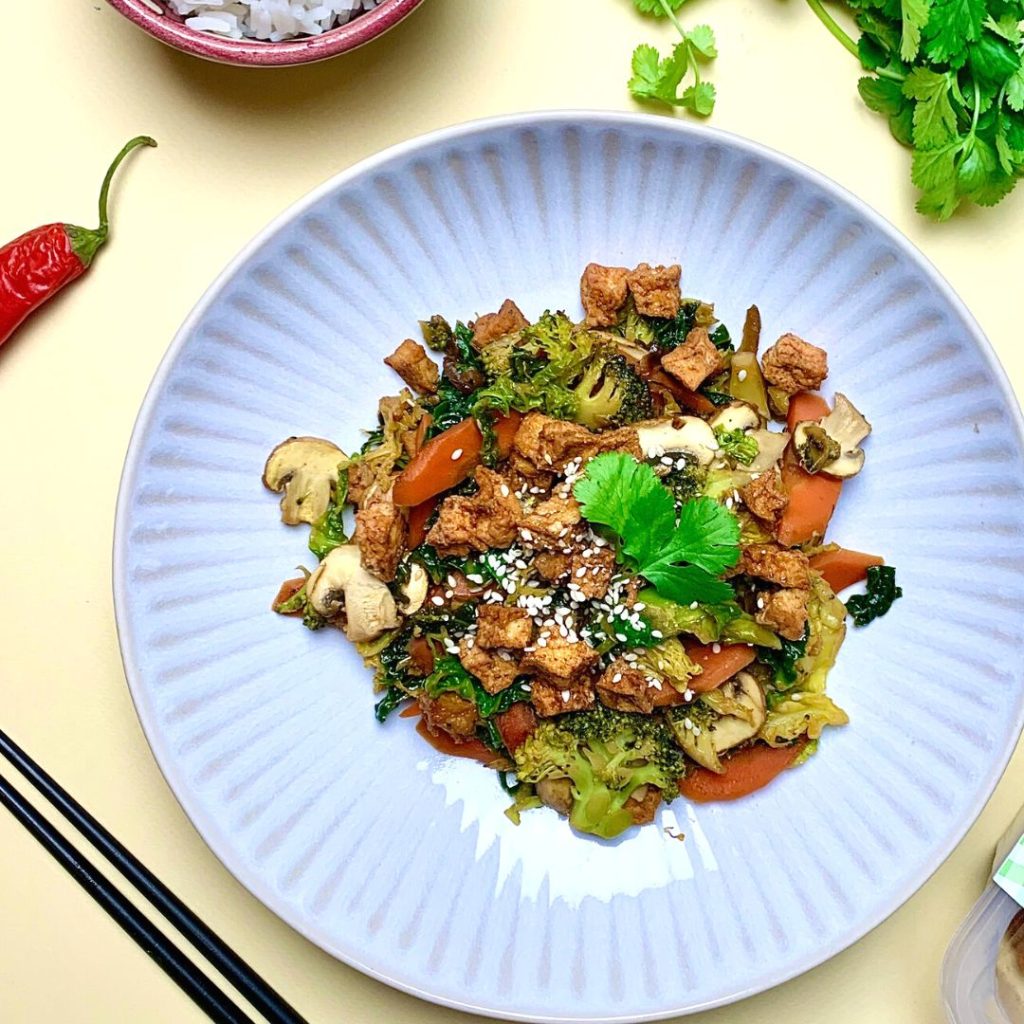 carré tofu légumes wok